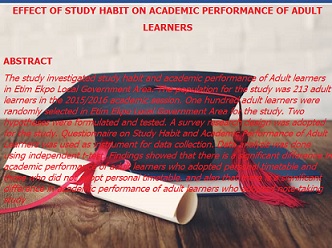 Effect of Study Habit on Academic Performance of Adult Learners