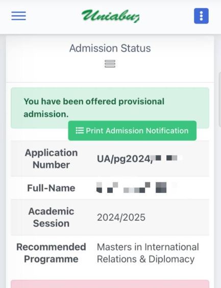 University of Abuja Postgraduate Admission Application Form 2025/2026
