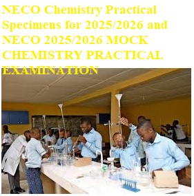 NECO Chemistry Practical Specimens for 2025/2026 and NECO 2025/2026 MOCK CHEMISTRY PRACTICAL EXAMINATION